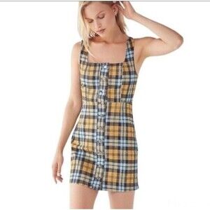 Urban Outfitters Plaid Mini Dress Size 2 Button Up School Girl Clueless Academia